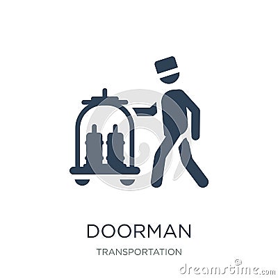 doorman icon in trendy design style. doorman icon isolated on white background. doorman vector icon simple and modern flat symbol Vector Illustration