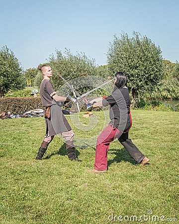 Close up of medieval sword training Editorial Stock Photo