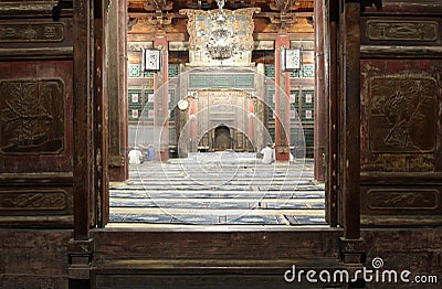 Doors of ancient mosque in Xian Editorial Stock Photo