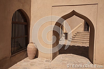 Doors of the arabic Nizwa Fort in Nizwa, Oman Stock Photo