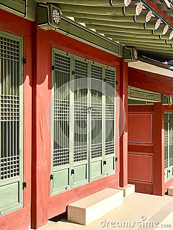 Doors at Deoksugung Palace, Seoul, Korea - Korean Beauty Editorial Stock Photo