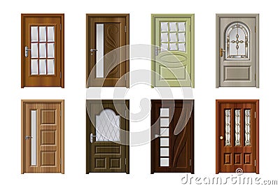 Doors Design Realistic Set Vector Illustration