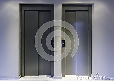 Doors of modern elevators in a building Stock Photo