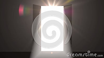 Doors open and bright divine light shines 3d Stock Photo