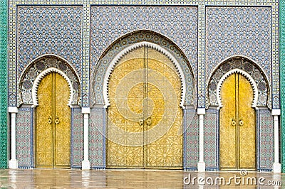 Doors of the Royal Palace in Fes, Morocco Stock Photo