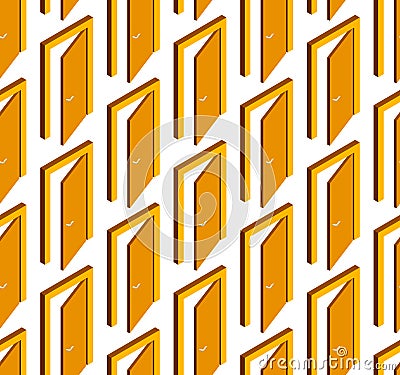 Doors seamless isometric vector wallpaper. Vector Illustration