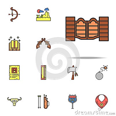 doors to the bar colored icon. Wild West icons universal set for web and mobile Stock Photo