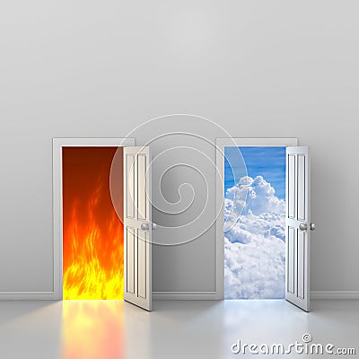 Doors to heaven and hell Stock Photo