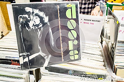 The Doors vinyl album on display for sale, Vinyl, LP, Album, Rock, American rock band, collection of Vinyls Editorial Stock Photo