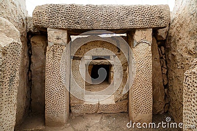 Doors and Windows of Hagar Qim and Mnajdra Temples Stock Photo