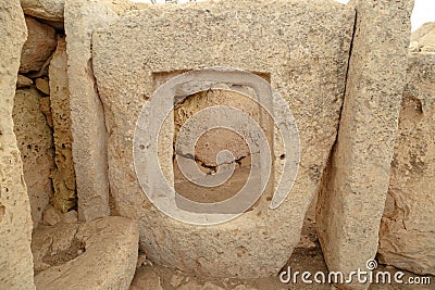 Doors and Windows of Hagar Qim and Mnajdra Temples Stock Photo