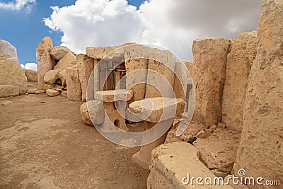 Doors and Windows of Hagar Qim and Mnajdra Temples Stock Photo