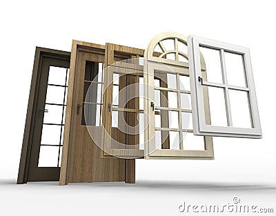 Doors and windows selection Stock Photo