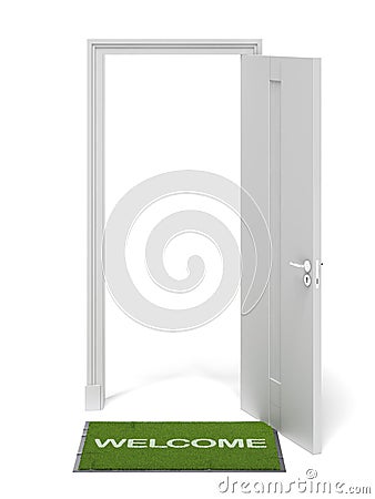 Doorway with green Carpet Stock Photo