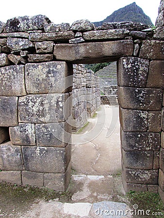 Doorway at Machu Picchu Peru Stock Photo