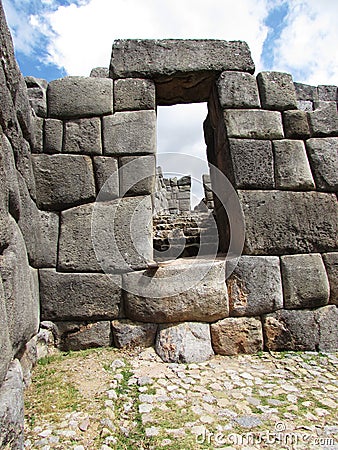 Doorway at Sacsayhuaman Peru Stock Photo