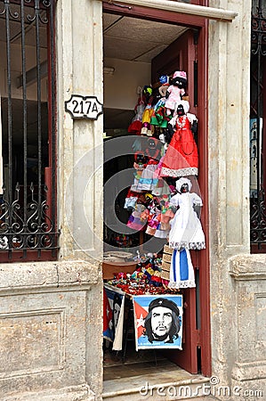 Doorway of shop in Havana Editorial Stock Photo