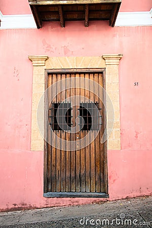 Doorway to residence in colorful Old San Juan Puerto Rico Editorial Stock Photo
