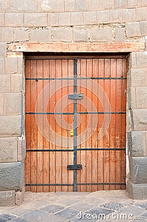 Doorway vintage brown Peru Stock Photo