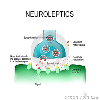 Dopamine and Antipsychotic Vector Illustration