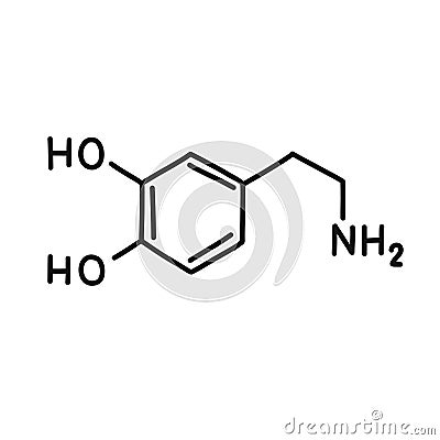 Dopamine chemical formula doodle icon, vector illustration Cartoon Illustration