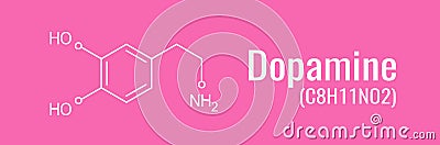 Dopamine chemical formula, structure of molecule Vector Illustration