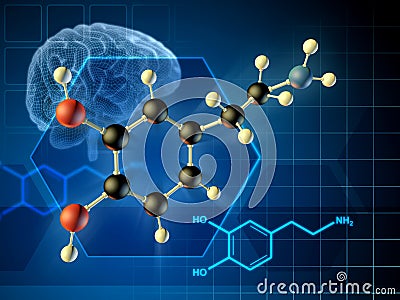 Dopamine molecule Cartoon Illustration