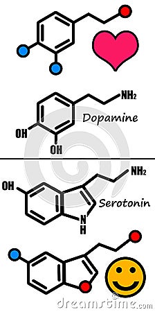Dopamine and serotonin Stock Photo