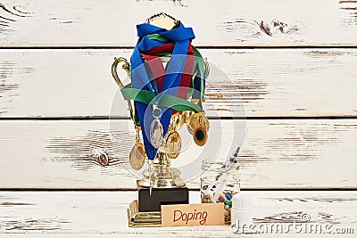 Doping medications and awards Stock Photo