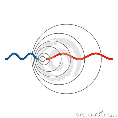 Doppler effect or shift, wave change in frequency or wavelength Vector Illustration