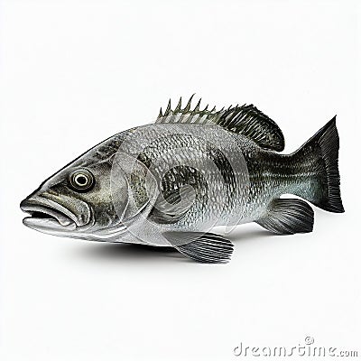 Dorada sea bass fish isolated on white close-up, Stock Photo