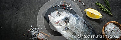 Dorado and ingredients for cooking Stock Photo