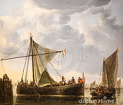 The passage boat, 1650 painting by Aelbert Cuyp Editorial Stock Photo