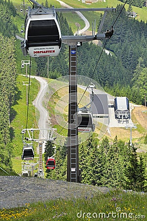Dorfgastein, Austria - 22-05-2021: Cable car in the summer sports region Bad Gastein Editorial Stock Photo