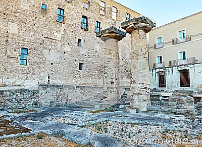 Doric columns of the Temple of Poseidon at Taranto. Apulia, Italy Stock Photo