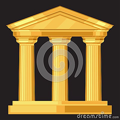 Doric realistic antique greek temple with columns Vector Illustration