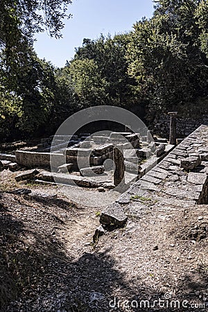 Doric Temple in the Grounds of the Mon Repose Palace in Corfu Greece Editorial Stock Photo