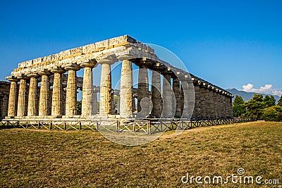 Doric temple of Hera in Paestum Italy Stock Photo