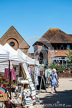 People Or Shoppers Browsing Street Market Stalls Editorial Stock Photo