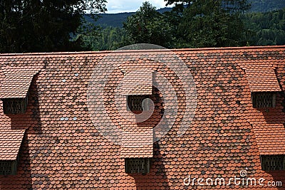 Dormers here on old buildings bring a lot of light and headroom into the attic Stock Photo