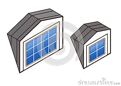 Dormer window isometric. large and small skylights Stock Photo