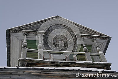 Dormer window in an old wooden house Stock Photo