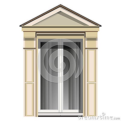 Dormer window in realistic style. Architectural details of houses Vector Illustration