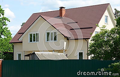 Dormer windows on metal roof. Metal Roofing. Stock Photo