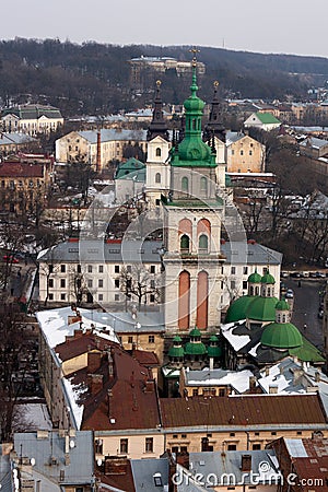 Dormition Church in Lviv Stock Photo