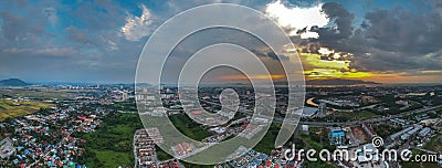 Dorne aerial photography panorama view fly above permatang pauh and seberang jaya, penang , malaysia Stock Photo
