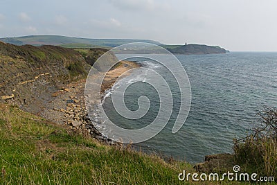 Dorset coast Kimmeridge Bay east of Lulworth Cove uk towards Clavell Tower Stock Photo