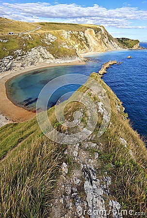 Dorset coastline looking towards West Bay, noted for its fossils and part of the famous Dorset and East Devon Jurassic Coast and Stock Photo
