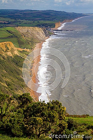 Dorset coastline view of West Bay and Chesil beach Stock Photo