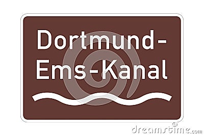 Dortmund Ems canal sign Cartoon Illustration